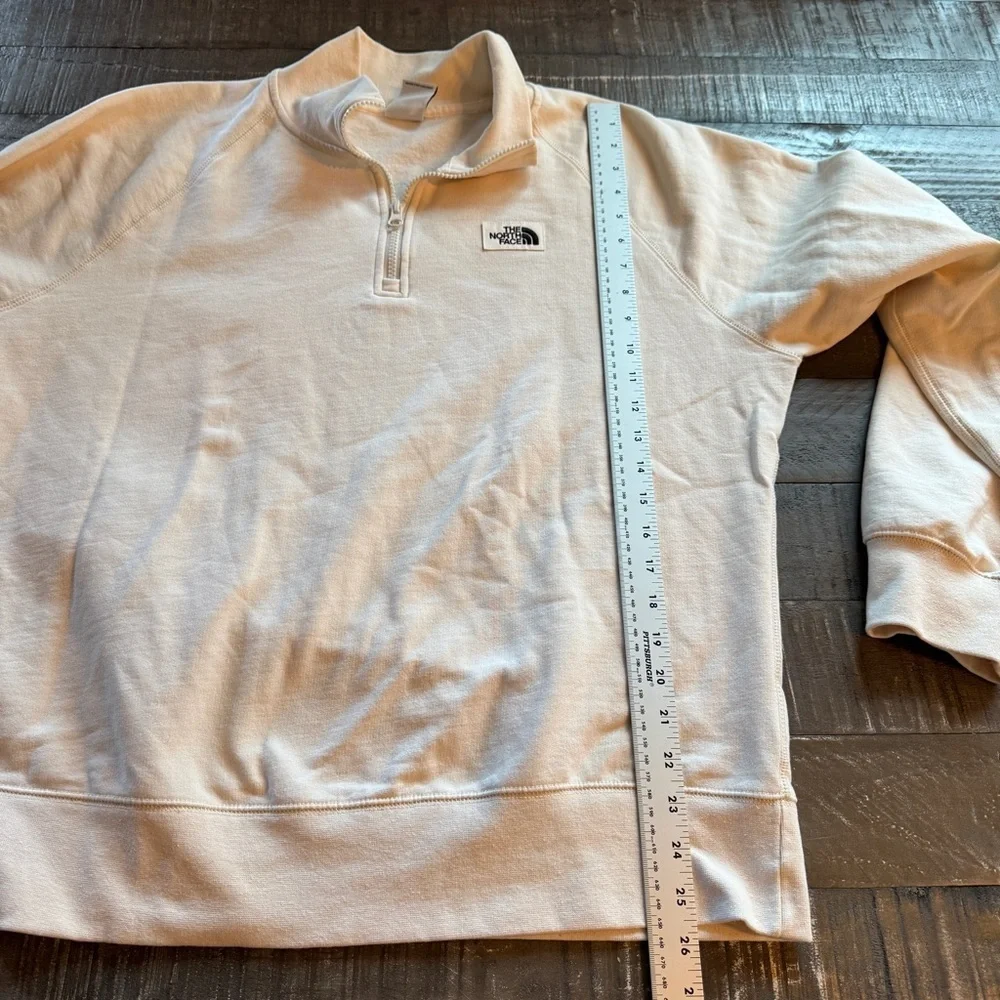 The North Face Cream Half Zip Pullover Sweatshirt Cotton Blend Women's Size M - Picture 3 of 8